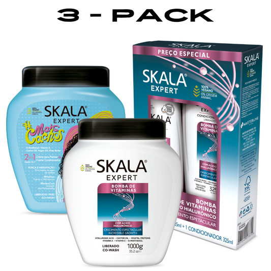 3PK - Bombade Vitaminas + Mais Cachos + Bomba de Vitaminas Shampoo & Conditioner Kit